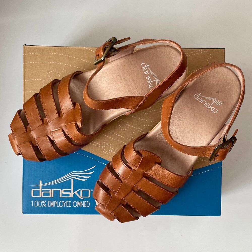 Dansko Milly Full Grain Leather Women's Sandal, Size 6, Camel